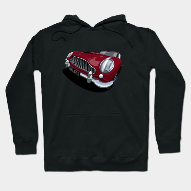 1966 Aston Martin DB5 in maroon Hoodie by candcretro